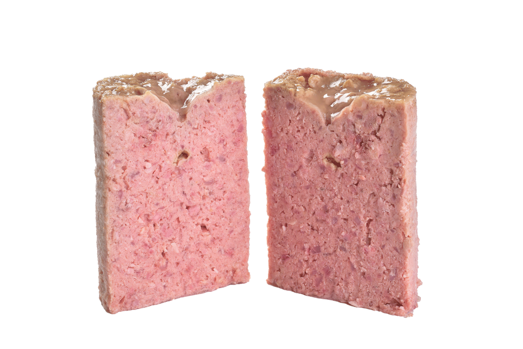 Brit_Premium_Adult_Wet_Dog_Food_with_Turkey-and liver Skincut in half on a white background