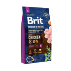 Packshot of Brit premium dog food adult small with chicken flavor on a white background