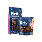 group packshot of Brit Premium by Nature dog junior small food on a white background