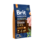 Packshot of Brit Premium Dog Dry Food Senior Small & Medium 8kg with chicken flavor on a white background