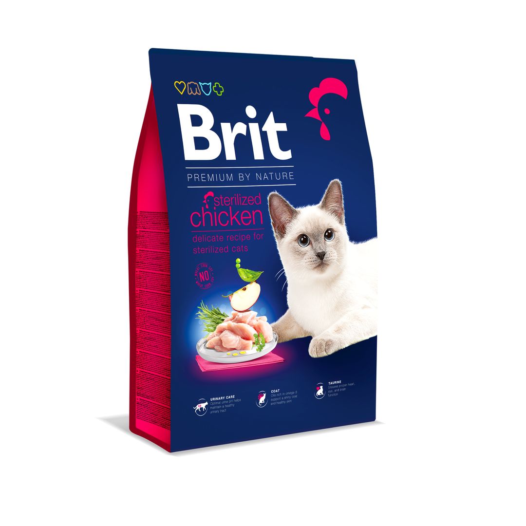 Brit Premium Sterilised Adult Cat Dry Food - Chicken 8kg  on a white background