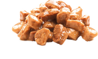 Chunks of Brit Premium Kitten Chicken in Gravy Wet Cat Food pieces on a white background