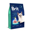 packshot of Brit Premium Adult Cat Dry Food Sensitive Lamb 8 kg on whiteb background