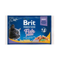 Packshot of Brit Premium Cat Pouch Fish Plate with a blue background