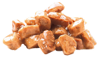 Glistening chunks of Brit Premium Adult Cod Fish in Gravy Wet Cat Food on a white background